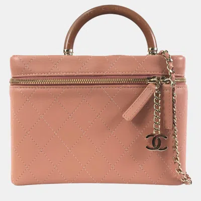 Pre-owned Chanel Pink Knock On Wood Vanity Case