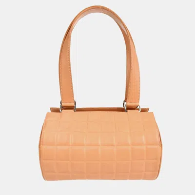 Pre-owned Chanel Pink Lambskin Choco Bar Cylindrical Handbag