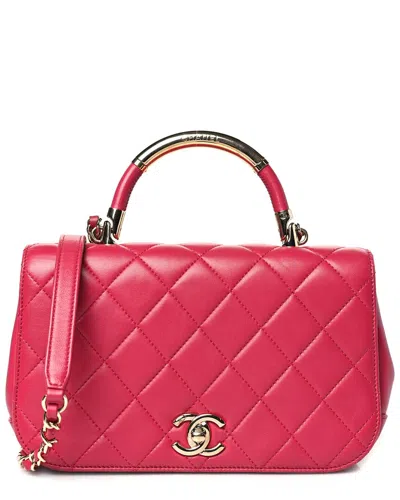 Pre-owned Chanel Pink Lambskin Lamb Leather Carry Chic Flap Bag (authentic Pre-loved)