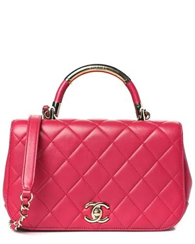 Pre-owned Chanel Pink Lambskin Lamb Leather Carry Chic Flap Bag (authentic Pre-loved)