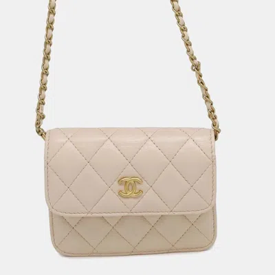 Pre-owned Chanel Matelasse Chainclutch Bag Pink Lambskin Size Mini