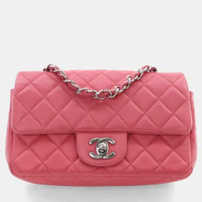 Pre-owned Chanel Pink Lambskin Rectangular Classic Mini Flap Bag