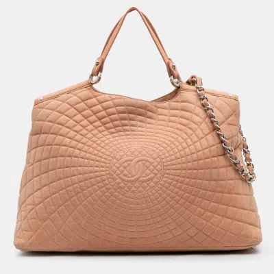 Pre-owned Chanel Pink Large Quilted Iridescent Calfskin Sea Hit Tote
