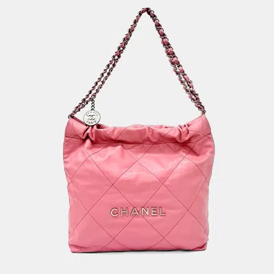 Pre-owned Chanel Pink Leather 22 Bag 30