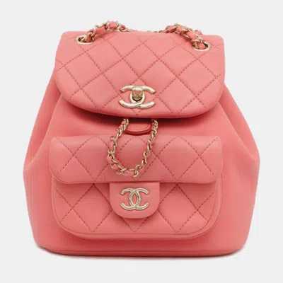 Pre-owned Chanel Pink Leather Cc Backpack