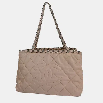 Pre-owned Chanel Pink Leather Cc Tote Bag