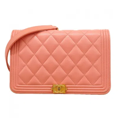 Pre-owned Chanel Pink Leather Chain/shoulder Wallet ()