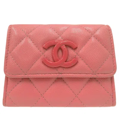 Pre-owned Chanel Pink Leather Coin Purse/coin Case ()