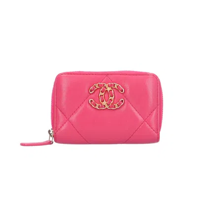 Pre-owned Chanel Pink Leather Coin Purse/coin Case ()