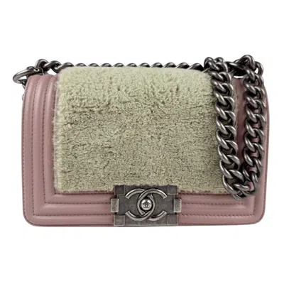 Pre-owned Chanel Pink Leather Fur Shoulder Bag () In Multi