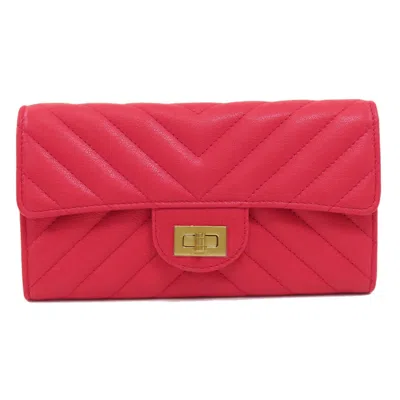Pre-owned Chanel Pink Leather Long Wallet (bi-fold) ()