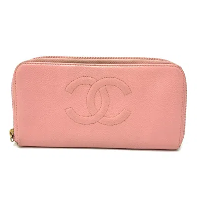 Pre-owned Chanel Pink Leather Long Wallet (bi-fold) ()
