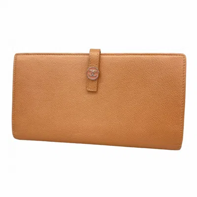 Pre-owned Chanel Pink Leather Long Wallet (bi-fold) ()