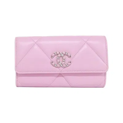 Pre-owned Chanel Pink Leather Long Wallet (bi-fold) ()