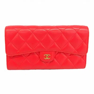 Pre-owned Chanel Pink Leather Long Wallet (bi-fold) ()