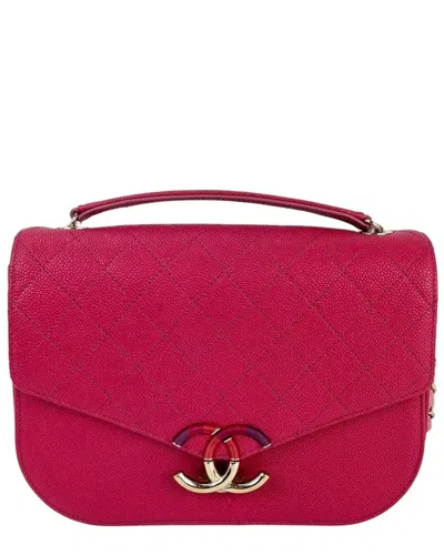 Pre-owned Chanel Pink Leather Paris-cuba Medium Thread Around Flap Bag (authentic Pre-loved)