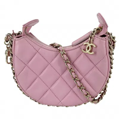 Pre-owned Chanel Pink Leather Pochette Shoulder Bag ()