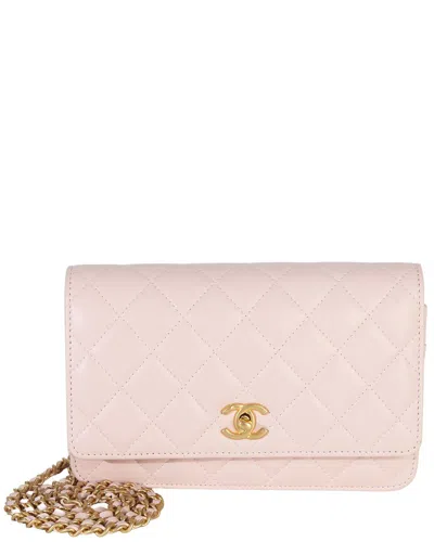 Chanel Pink Leather Quilted Cc Pearl Crush Wallet On Chain (authentic Pre-  Loved)