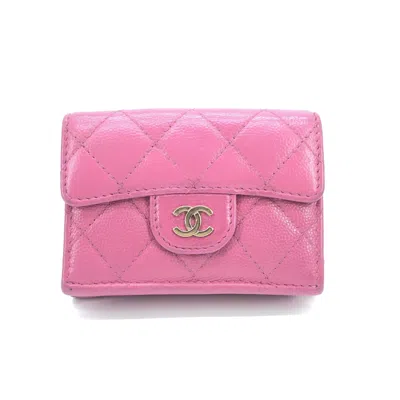 Pre-owned Chanel Pink Leather Quilted Flap Women's Wallet () In Multi
