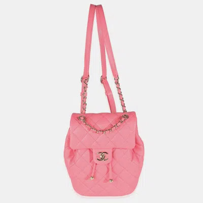 Pre-owned Chanel Pink Leather Quilted Urban Spirit Backpack