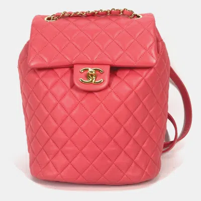 Pre-owned Chanel Pink Leather Small Urban Spirit Backpacks