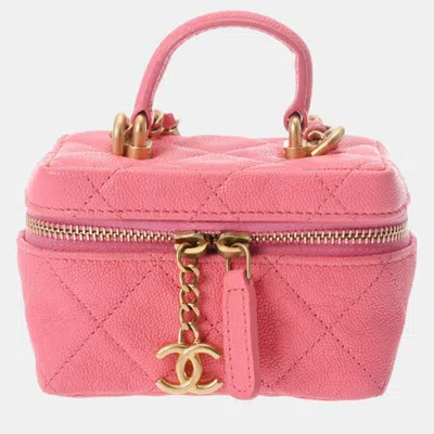 Pre-owned Chanel Pink Leather Small Vanity Case Shoulder Bag