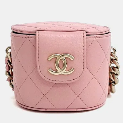Pre-owned Chanel Pink Leather Vanity Cosmetic Mini Crossbody Bag