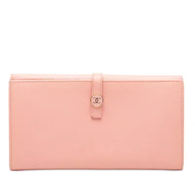 Pre-owned Chanel Pink Leather Wallet (bi-fold) ()