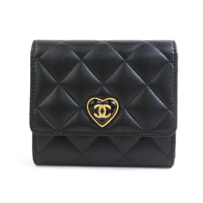 Pre-owned Chanel Pink Leather Wallet (bi-fold) () In Black