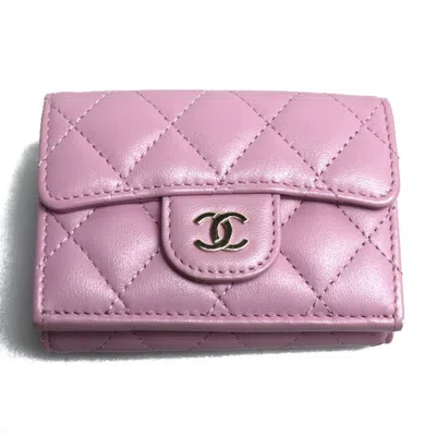 Pre-owned Chanel Pink Leather Wallet (tri-fold) ()