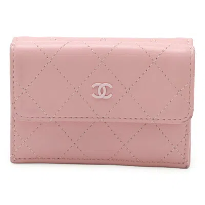 Pre-owned Chanel Pink Leather Wallet (tri-fold) ()