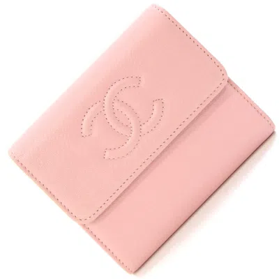 Pre-owned Chanel Pink Leather Wallet (tri-fold) ()