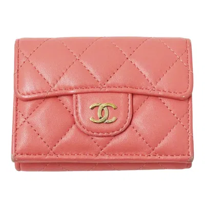 Pre-owned Chanel Pink Leather Wallet (tri-fold) ()