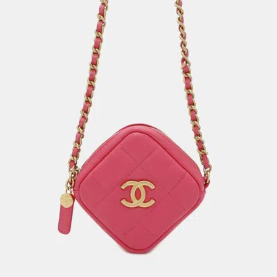 Pre-owned Chanel Pink Matelasse Lambskin Coco Mark Chain Shoulder Bag