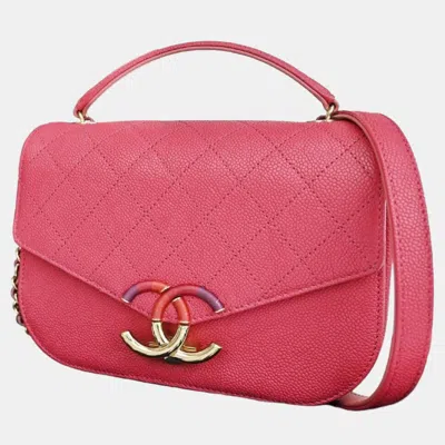 Pre-owned Chanel Pink Medium Calfskin Cuba Flap Shoulder Bag