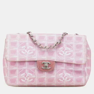 Pre-owned Chanel Pink Medium New Travel Line Nylon Single Flap
