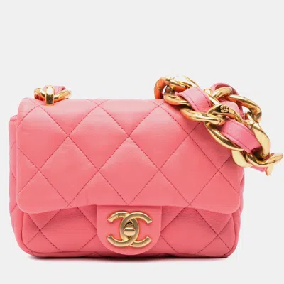 Pre-owned Chanel Pink Mini Quilted Lambskin Funky Town Flap