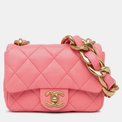 Pre-owned Chanel Pink Mini Quilted Lambskin Funky Town Flap