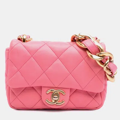 Pre-owned Chanel Pink Mini Quilted Lambskin Funky Town Flap