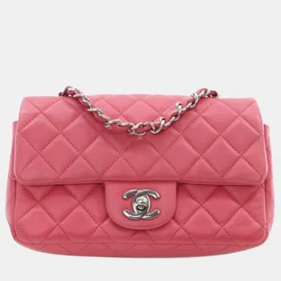 Pre-owned Chanel Pink Mini Rectangular Classic Lambskin Single Flap