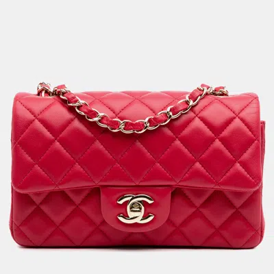 Pre-owned Chanel Pink Mini Rectangular Classic Lambskin Single Flap