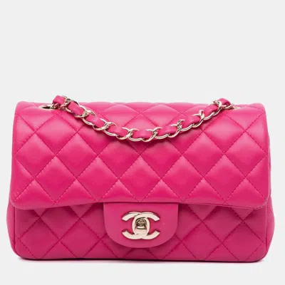 Pre-owned Chanel Pink Mini Rectangular Classic Lambskin Single Flap