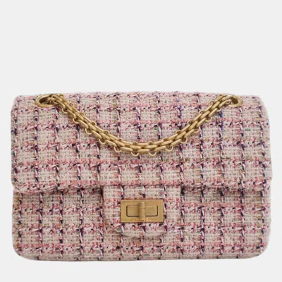 Pre-owned Chanel Pink Mini Reissue 2.55 Tweed Single Flap 224
