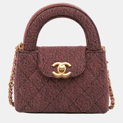 Pre-owned Chanel Pink Nano Quilted Denim Kelly Shopper Bag