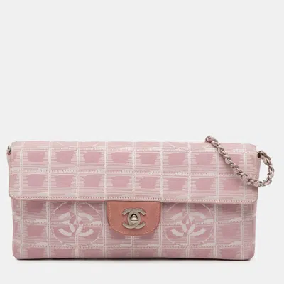 Pre-owned Chanel Pink New Travel Line Nylon East West Flap