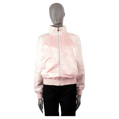 Pre-owned Chanel Pink Nylon 2017 17p Camellia Print Bomber Jacket 36 Xs