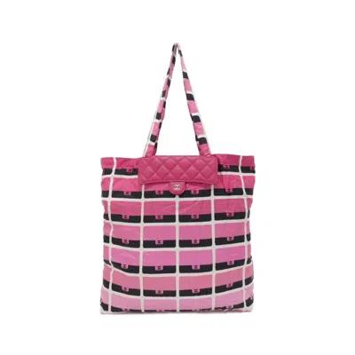 Pre-owned Chanel Pink Nylon Grained Calfskin Handbag () In Multi