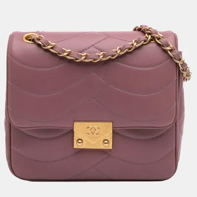 Pre-owned Chanel Pink Paris Seoul Mini Lambskin Pagoda Single Flap
