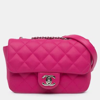 Pre-owned Chanel Pink Paris Seoul Small Rubber Coco Rain Flap