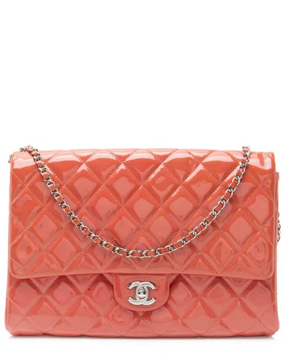 Pre-owned Chanel Pink Patent Leather Chain Flap Clutch (authentic Pre-loved)